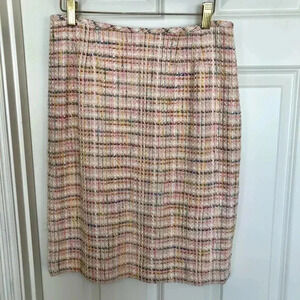 𝅺Kasper Petite pink/ivory tweed pencil zipper back skirt size 6 petite